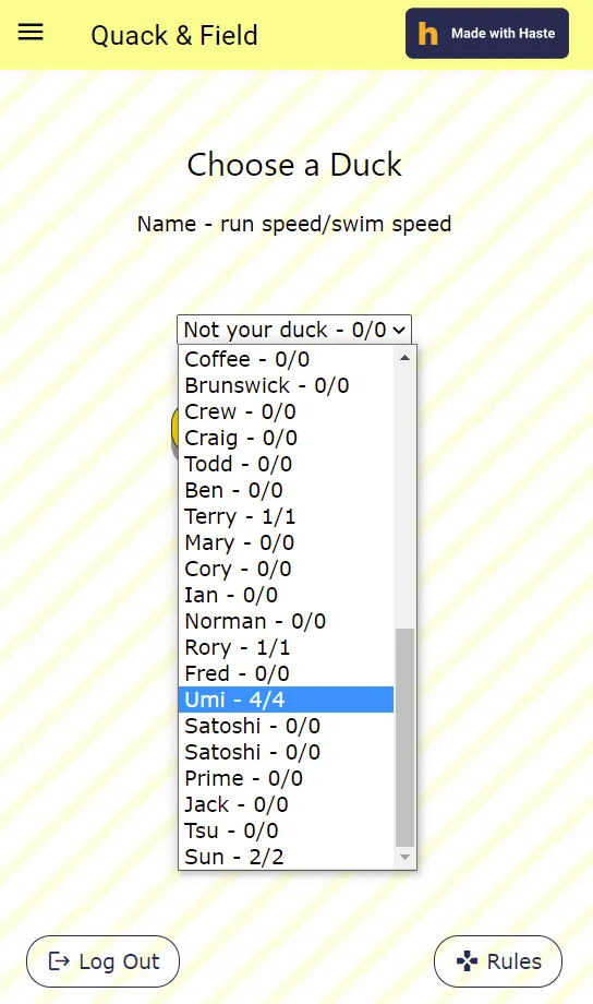 Haste Game-On Competition, Quack and Field 