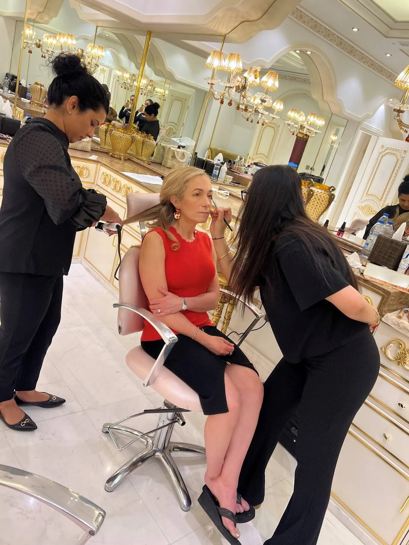 Becky in the make up room