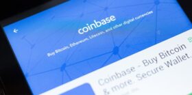Coinbase app download on a mobile phone screen