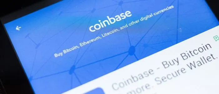 Coinbase app download on a mobile phone screen