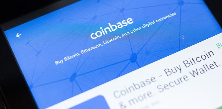 Coinbase app download on a mobile phone screen