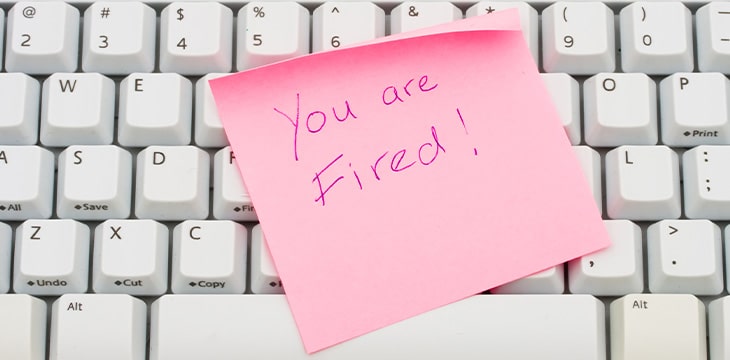 You are fired print on a sticky note with a keyboard
