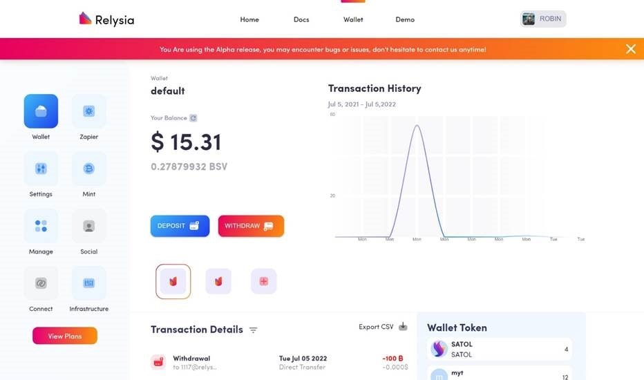 Relysia web wallet is now open for business