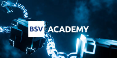 BSV Academy on a glowing cube with chain