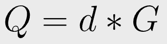 Equation: Q as the private key d multiplies the generator G