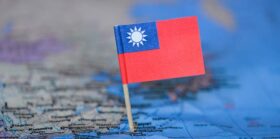Map with flag of Taiwan