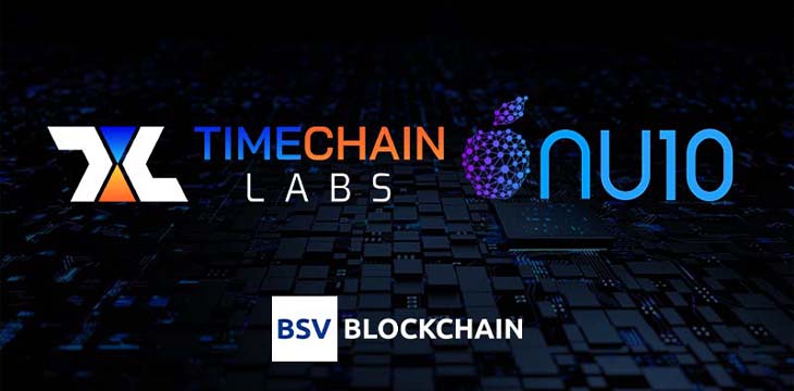 Timechain Labs NU10 and BSV BLockchain logo