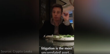 Kyle Roche eating on a table with text on image litigation is the most uncorrelated asset