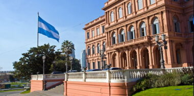 The Casa Rosada and an argentinean flag in Buenos Aires Argentina
