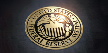 Symbol of FED federal reserve of USA with dark gray background
