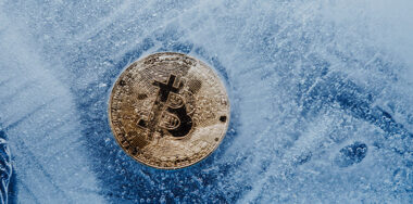 Golden symbol bitcoin frozen