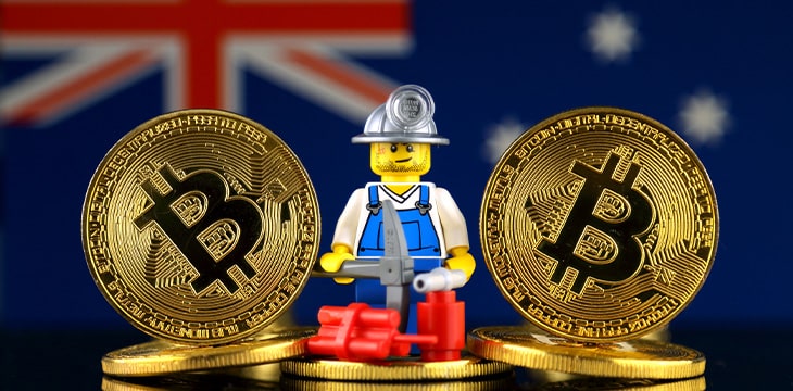 Physical version of Bitcoin, miner and Australia Flag
