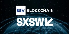 SXSW logo + BSV Blockchain logo