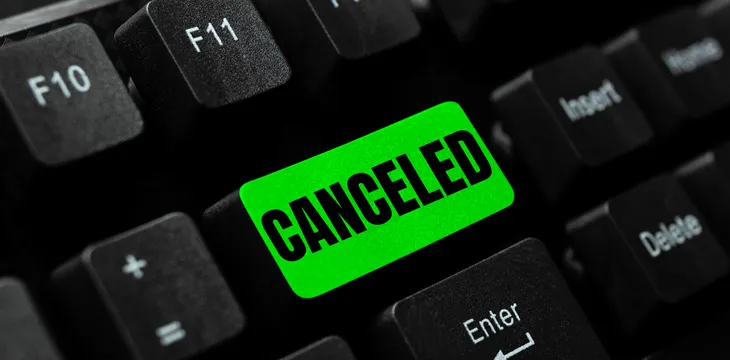 Sign displaying Canceled