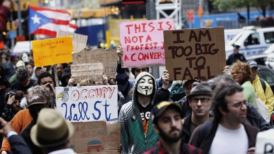 People on street protesting