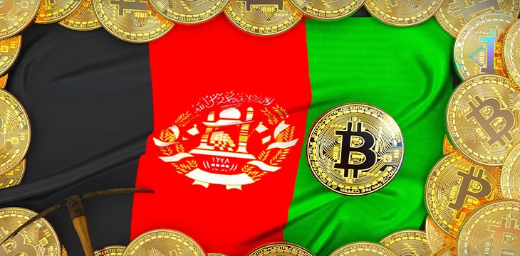 Bitcoins Gold around Afghanistan flag