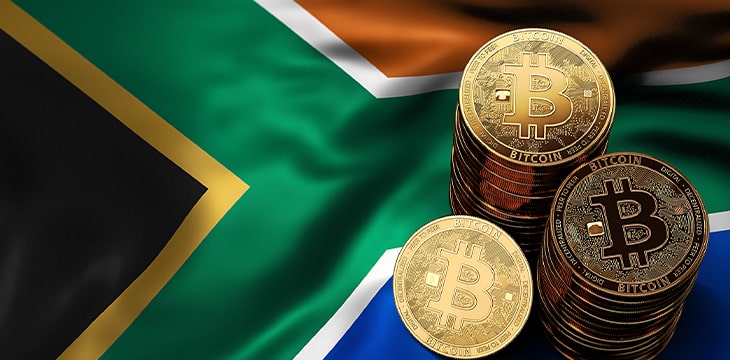 South African flag with bitcoin