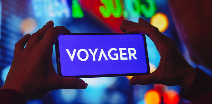 Voyager logo on a mobile screen