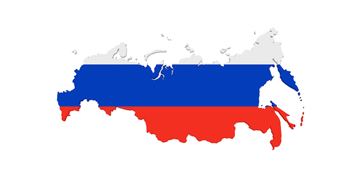 3d Illustration of Russia Map With Russian Flag Isolated with plain white background