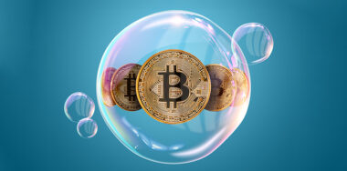 Gold Coins Bitcoin in a soap bubble
