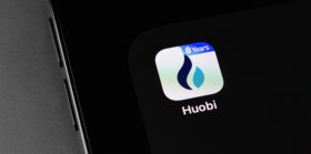 Huobi mobile app on screen smartphone