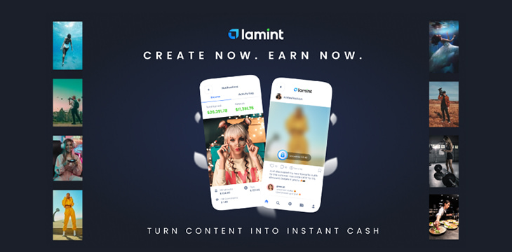 lamint banner with create now earn now text
