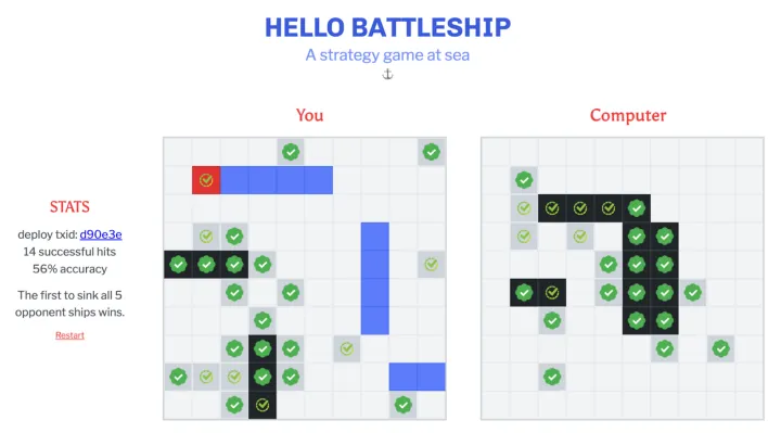 poster with text Hello Battleship a strategy game at sea in line image 2