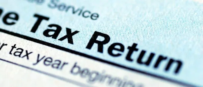 Close up view of the income tax return