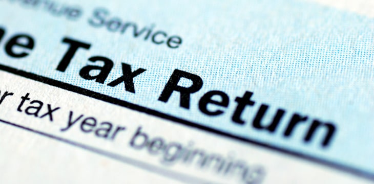 Close up view of the income tax return