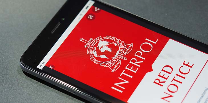 Bordeaux, France - January 04, 2020 : Interpol Red Notice displayed on mobile personal phone screen — Stock Editorial Photography
