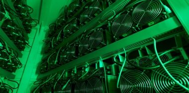 Bitcoin mining equipment in large farm