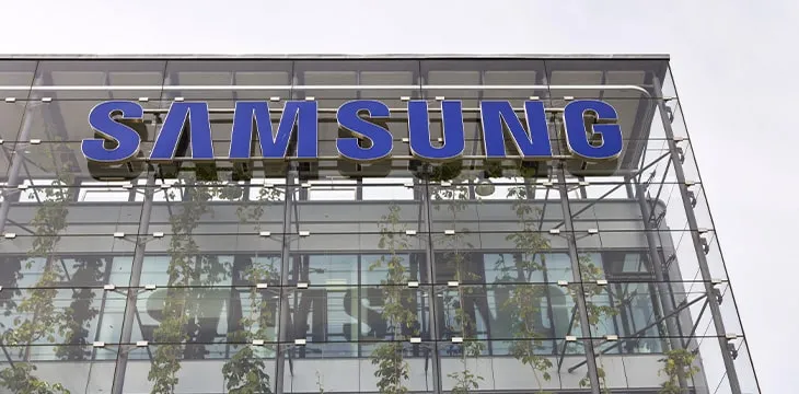 Samsung company logo on headquarters building