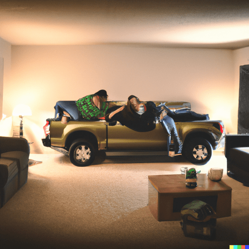 Pick up truck as a couch
