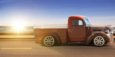 Classic Chevrolet 3100 pickup truck with some rust