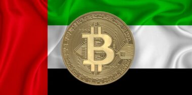 Flag, bitcoin gold coin on flag background