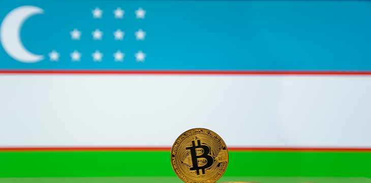 Uzbekistan flag and bitcoin