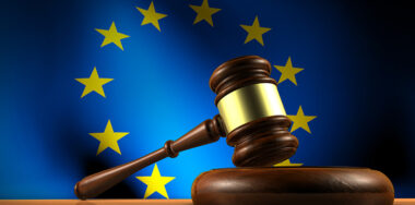 gavel in front of european union flag