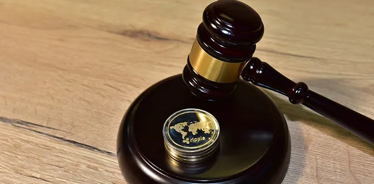 Judge hammer and XRP crypto coin