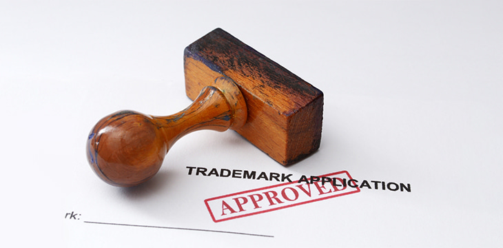 Trademark application - approved with stamp
