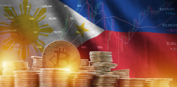 bitcoins in front of Philippine flag