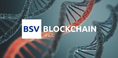 Long structure of the DNA with BSV Blockchain logo