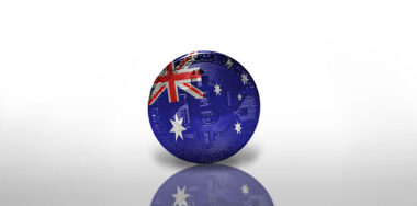 Bitcoin with the national flag of australia on the white background