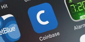 Close-up of the Coinbase