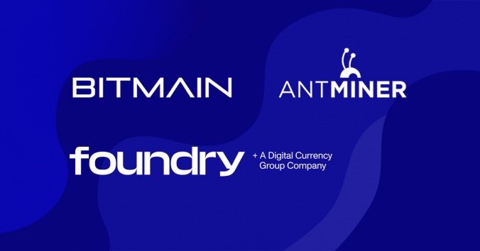 Bitmain, AntMiner, and Foundry logos