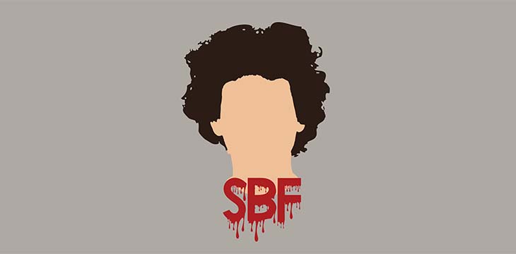 Casablanca, Morocco 13 December 2022 faceless illustration of Sam Bankman Fried SBF and text with bloody effect