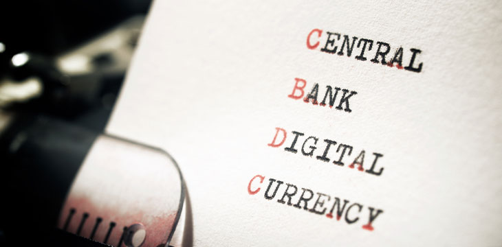 Central bank digital currency phrase written with a typewriter.