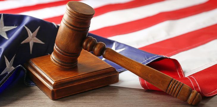 judge gavel and American flag