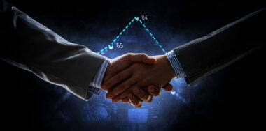 shakehands with blue business background