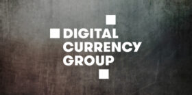 Digital Currency Group Logo Over metallic Background