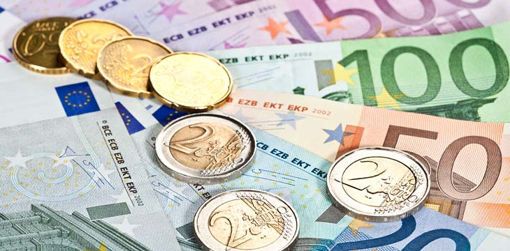 bills and coins in Euros